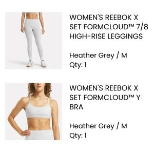 SET Active x Reebok formcloud leggings and Y bra in heather grey color